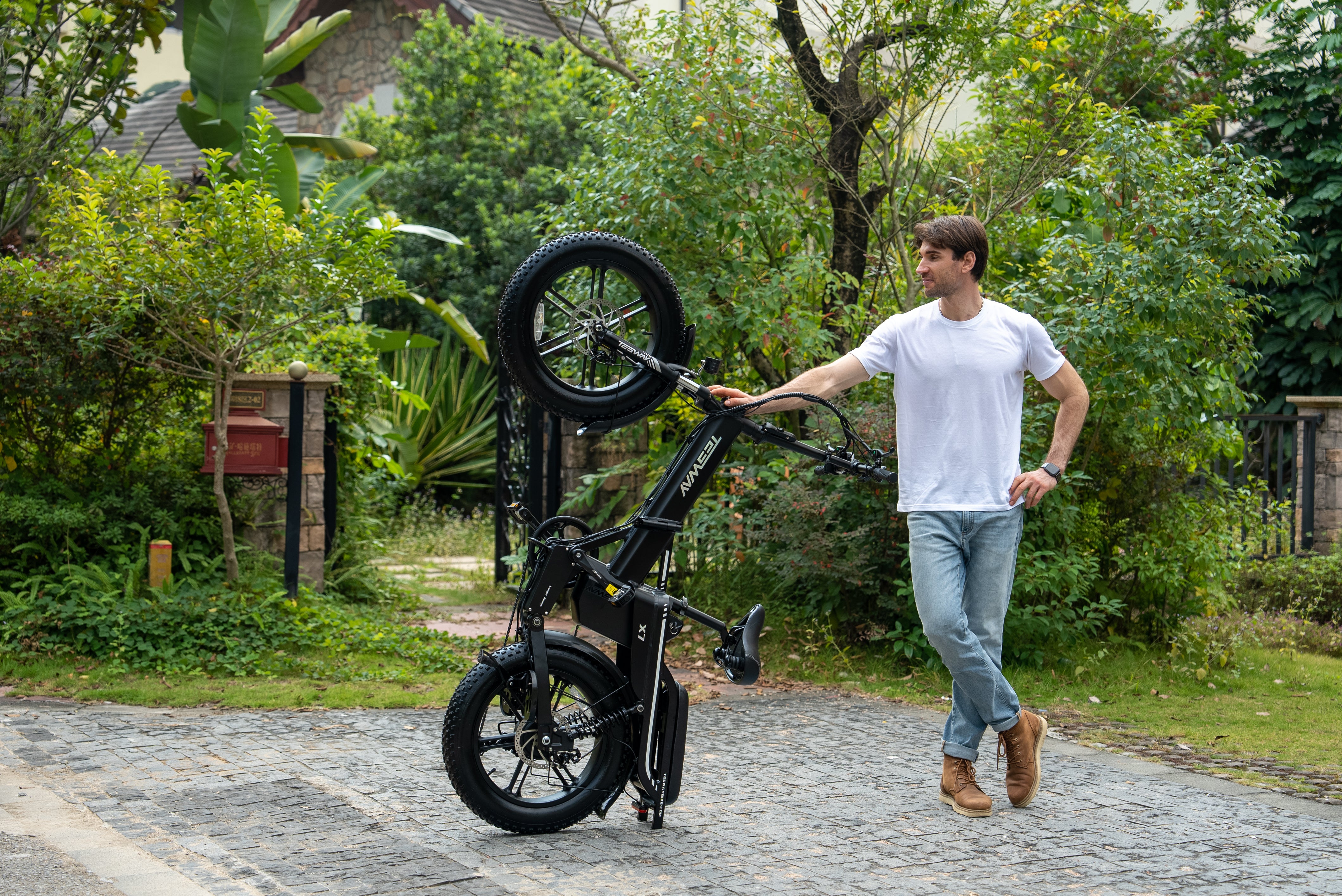 Tesway black folding ebike
