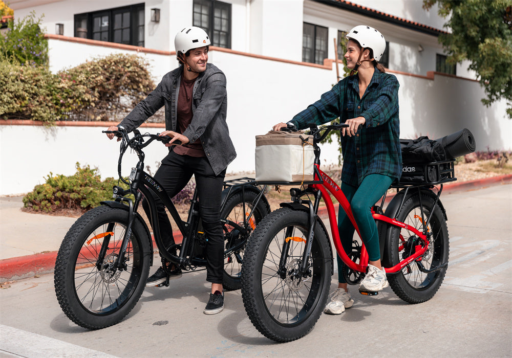 Tesway black and red fat tire ebike