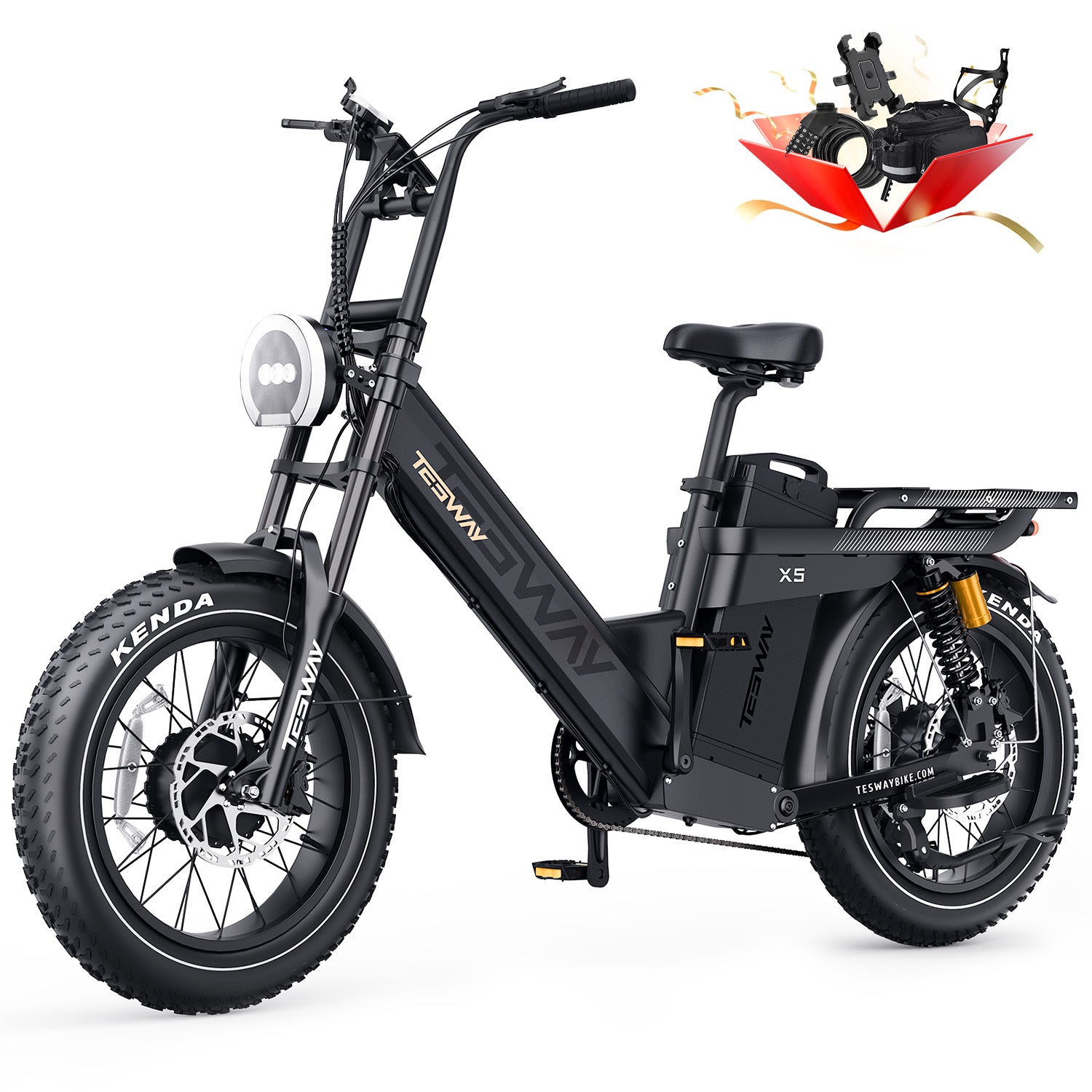 TESWAY X5 AWD Step-Thru E-Bike – Easy Mount 3000W Dual Motor