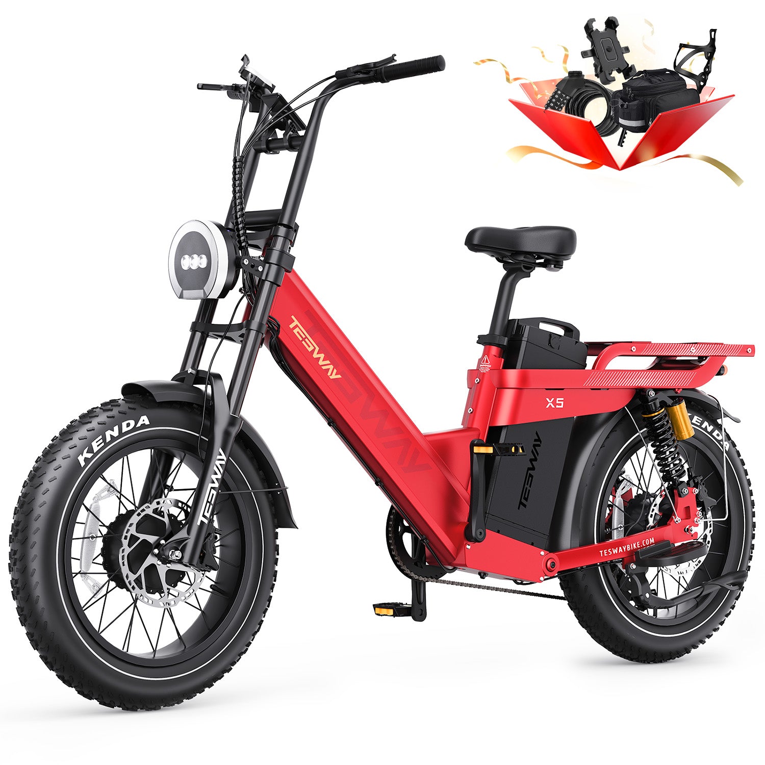 TESWAY X5 AWD Step-Thru E-Bike – Easy Mount 3000W Dual Motor