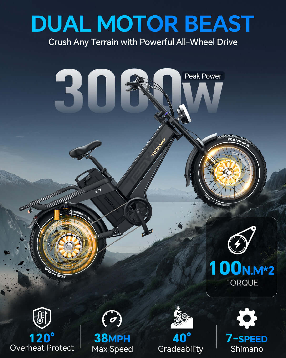 TESWAY X7 AWD – 3000W Dual Motor 200NM Torque