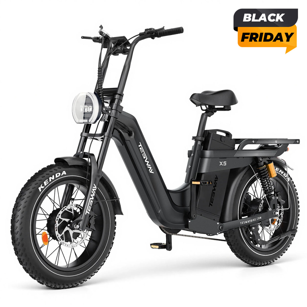 TESWAY X5 AWD Step-Thru E-Bike – Easy Mount 3600W Dual Motor