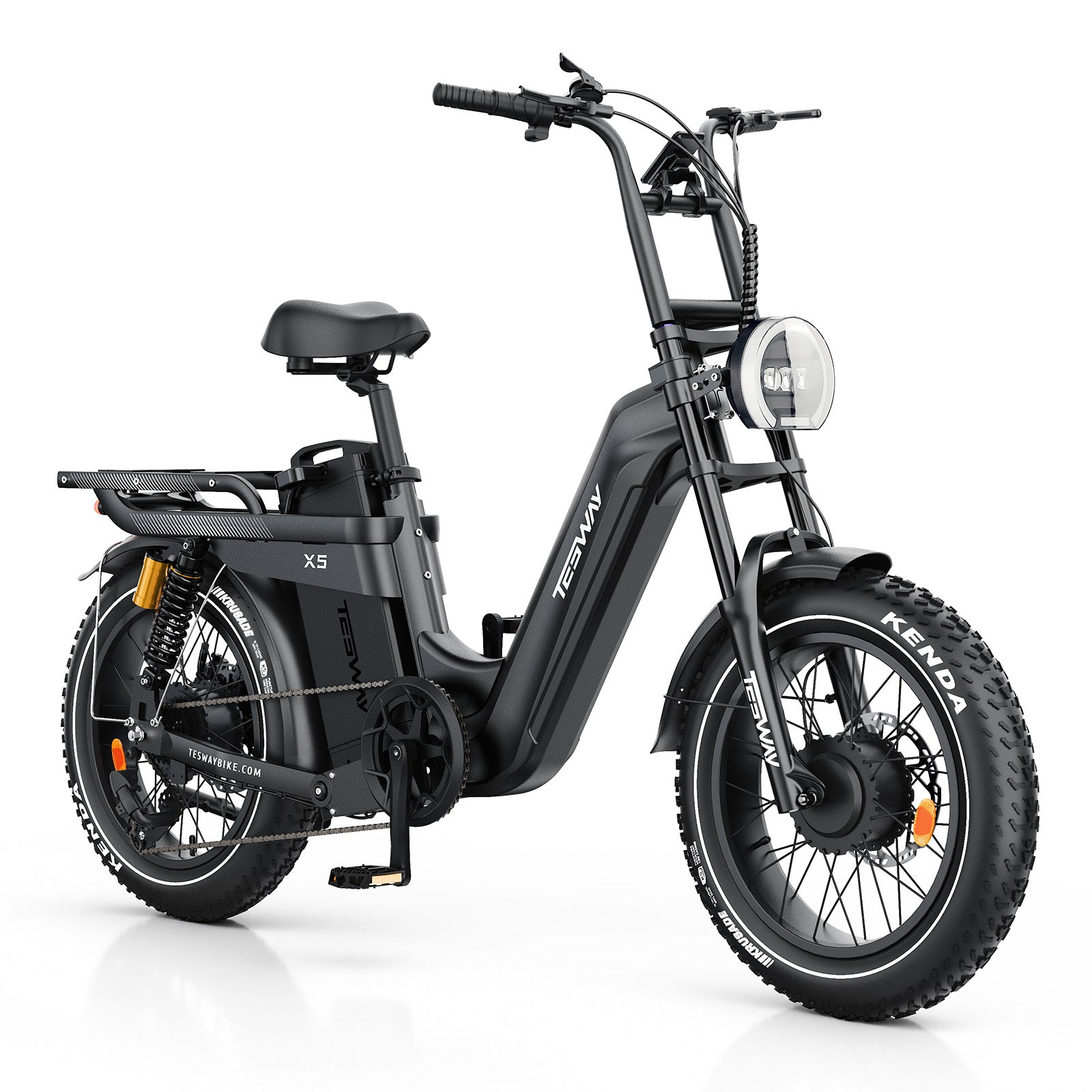 TESWAY X5 AWD Step-Thru E-Bike – Easy Mount 3600W Dual Motor