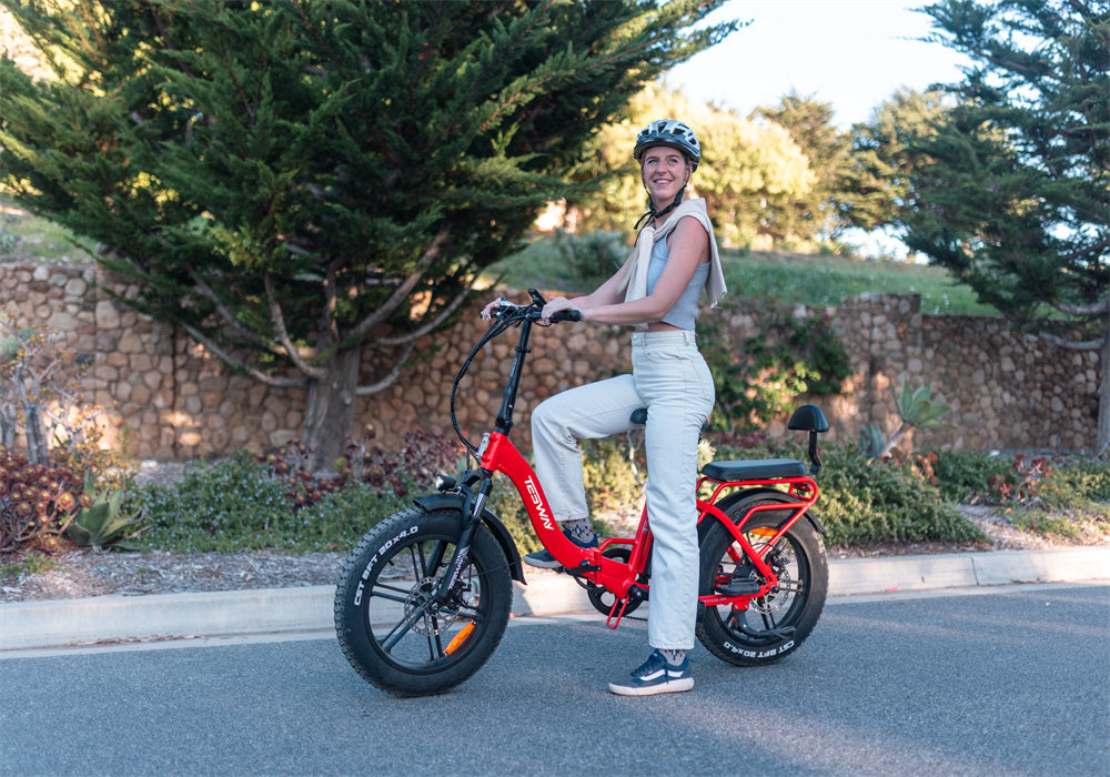 Tesway red folding ebike S5