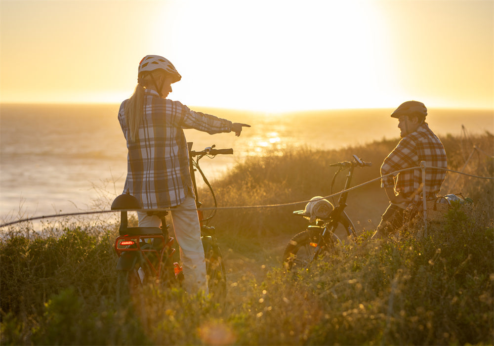 Watch the sunset on a TESWAY electric bike