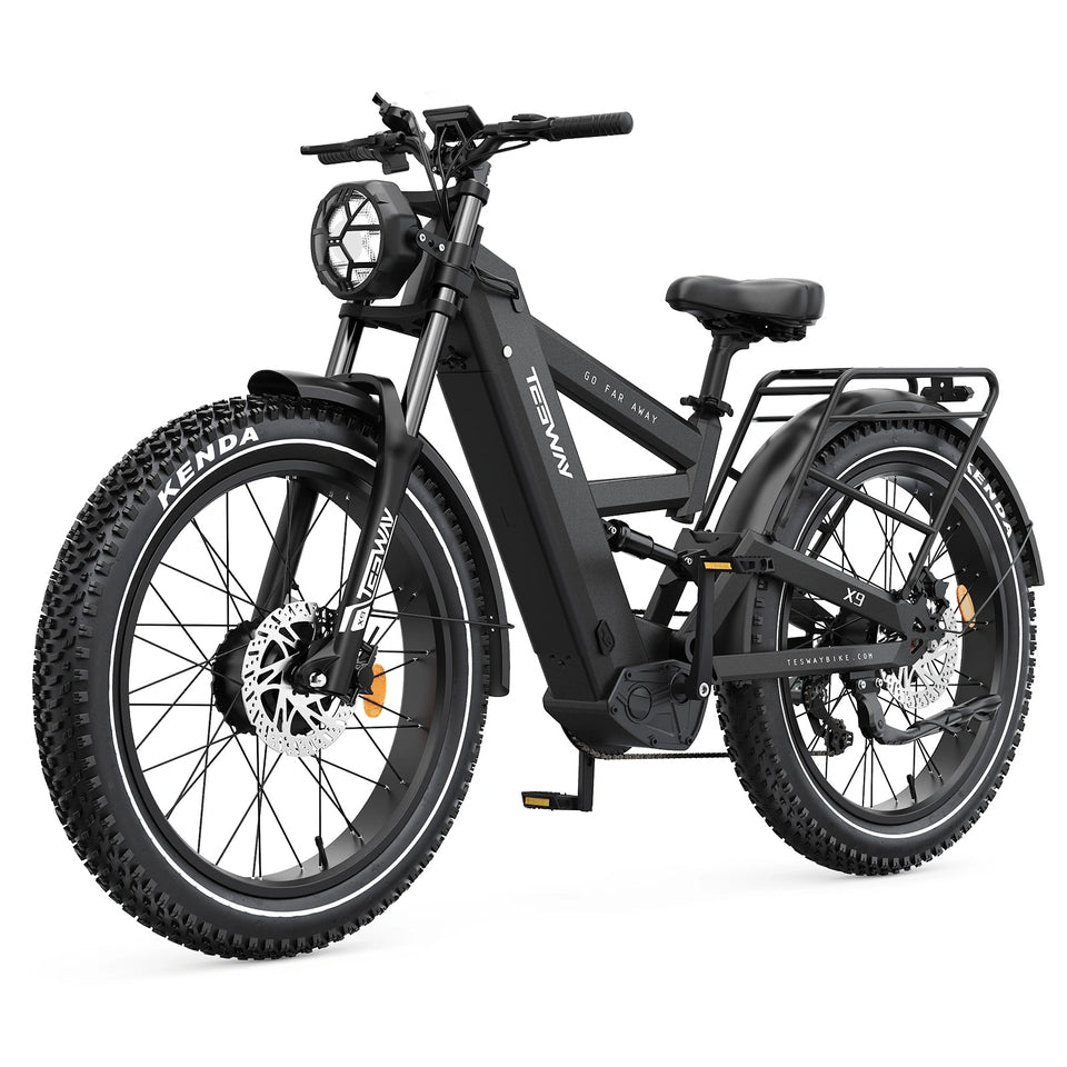 Black TESWAY X9 Ultra fat tire electric bike